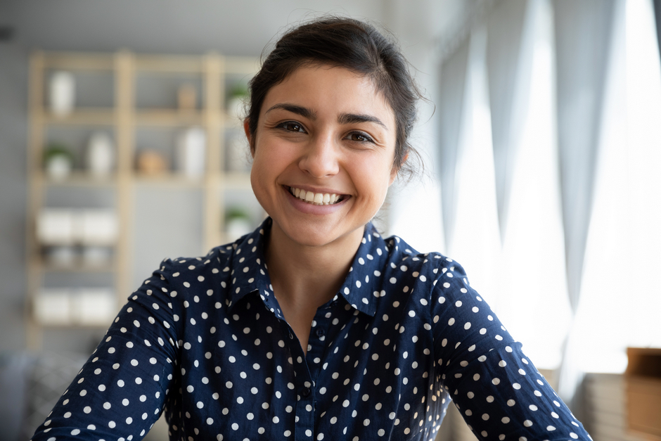 Woman having a video interview