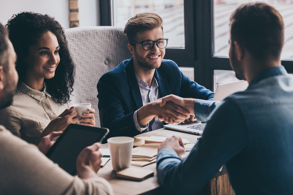 Four people in a job interview